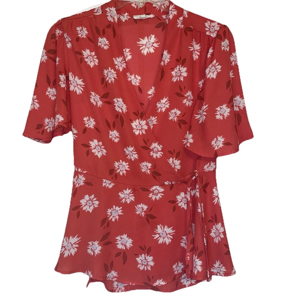 Maurices Red Wrap Tie Front Blouse